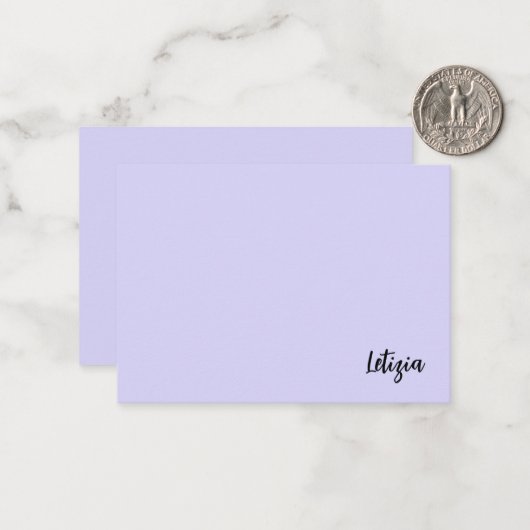 Cartes de notes de nom manuscrites Lavender (Devant/Arrière en situation)
