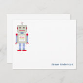 Cartes de notes de papeterie "Bonjour" de Robot (Devant / Derrière)