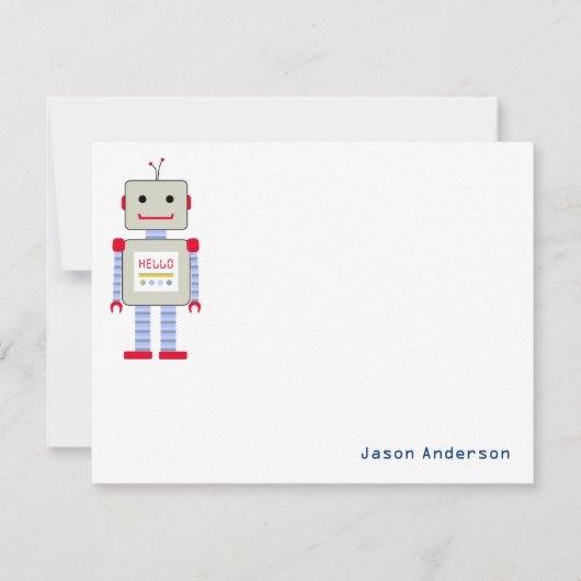 Cartes de notes de papeterie "Bonjour" Robot (Devant)