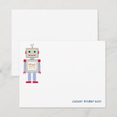 Cartes de notes de papeterie "Bonjour" Robot (Devant / Derrière)