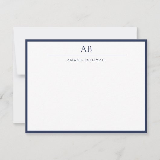 Cartes de notes de papeterie simple moderne bleu m (Devant)