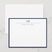 Cartes de notes de papeterie simple moderne bleu m (Devant / Derrière)