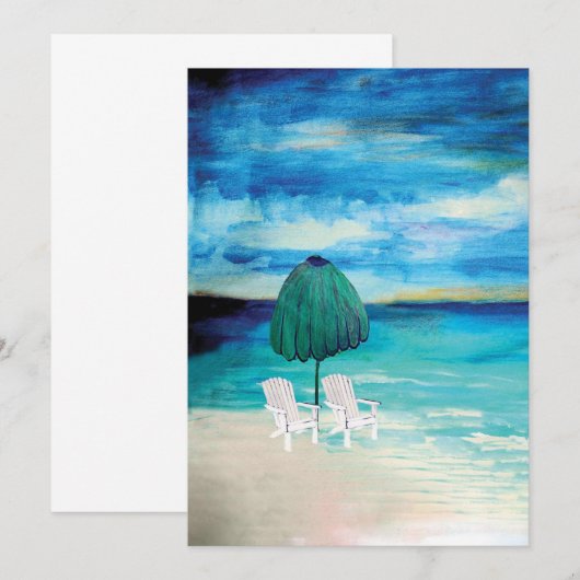 Cartes de notes de plage romantiques. (Devant / Derrière)