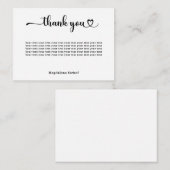 Cartes de notes de remerciement de script (Devant / Derrière)