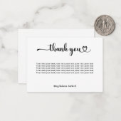 Cartes de notes de remerciement de script (Devant/Arrière en situation)