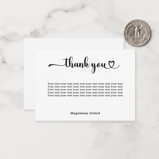 Cartes de notes de remerciement de script (Devant/Arrière en situation)