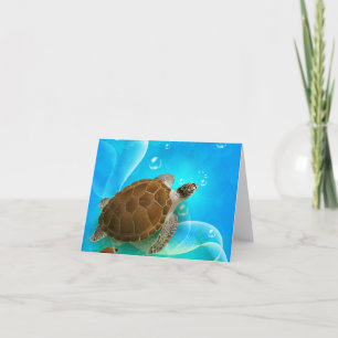 Cartes de notes de tortue nageant