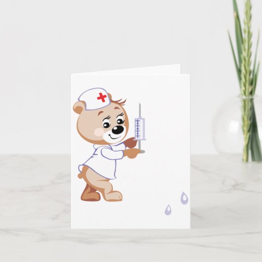 Cartes de notes d'infirmière en ours en peluche (Devant)