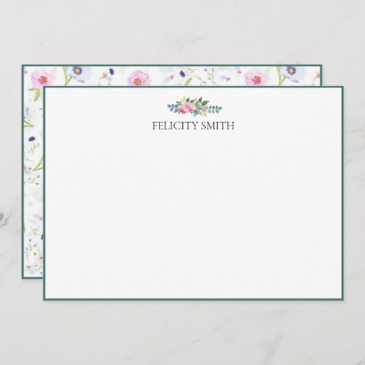 Cartes de notes Elégant Appartement Moderne Peonie (Devant / Derrière)