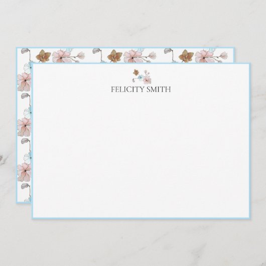 Cartes de notes Élégant Flat Modern Blue (Devant / Derrière)