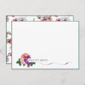 Cartes de notes élégant plat moderne rose botaniqu (Devant / Derrière)