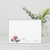 Cartes de notes élégant plat moderne rose botaniqu (Debout devant)