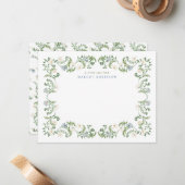 Cartes de notes élégantes à bordure botanique (Devant/Arrière en situation)