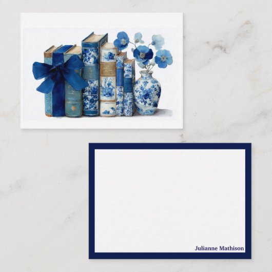 Cartes de notes élégantes à monogramme floral pour (Devant / Derrière)