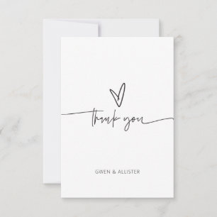 Cartes de notes en blanc mariage Merci plat