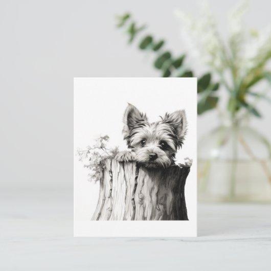 Cartes de notes en blanc Yorkie (Debout devant)