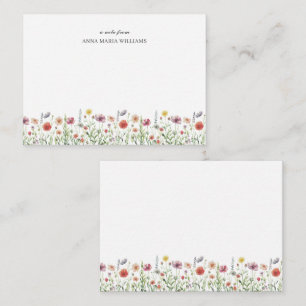 Cartes de notes florales à fleurs sauvages chic