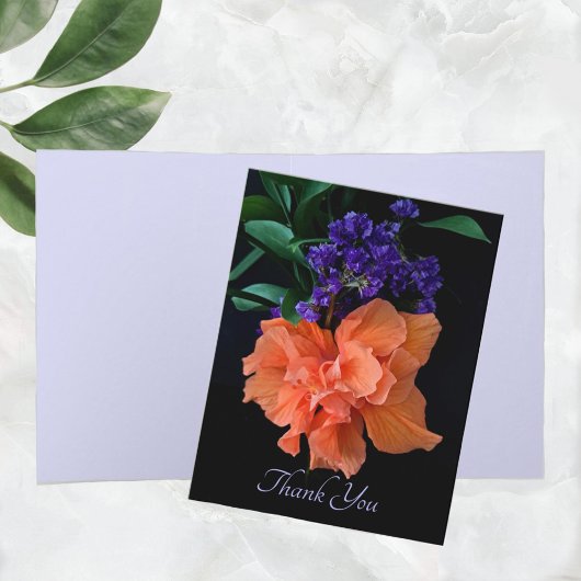 Cartes de notes florales d'Hibiscus orange vibre