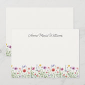 Cartes de notes florales personnalisées de fleurs (Devant / Derrière)