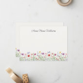 Cartes de notes florales personnalisées de fleurs (Devant/Arrière en situation)