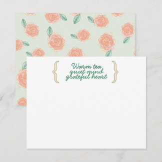 Cartes de notes florales pour une tasse de thé cha
