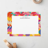 Cartes de notes géométriques rétro multicolores (Devant/Arrière en situation)
