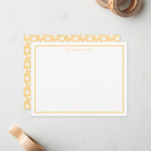 Cartes de notes jaunes à motif de marguerite blanc