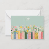 Cartes de notes jolies fleurs et livres (Dos)