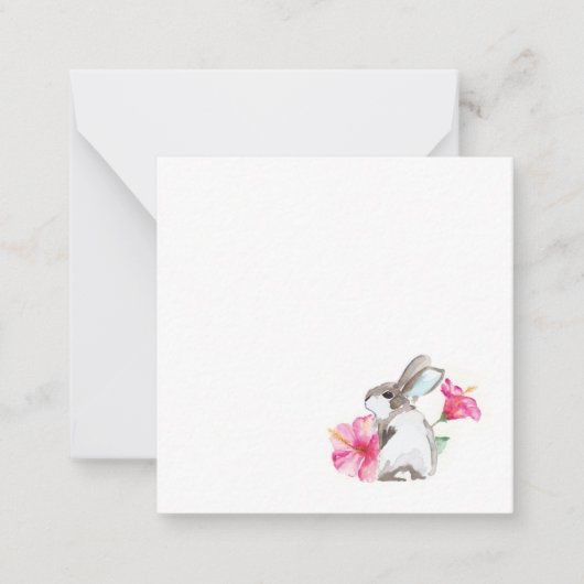 Cartes de notes Lapins Mignons et Floral Tropical (Devant)