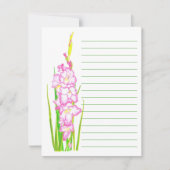 Cartes de notes lignées florales aquarelle rose (Devant)