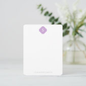 Cartes de notes Lilac Quatrefoil Monogramme et ban (Debout devant)