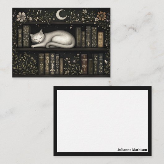 Cartes de notes livresques de chat céleste (Devant / Derrière)
