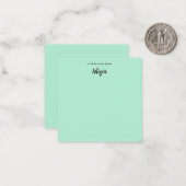 Cartes de notes manuscrites vert menthe avec nom (Devant/Arrière en situation)