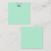 Cartes de notes manuscrites vert menthe avec nom (Devant / Derrière)