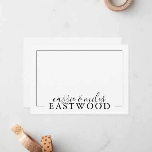 Cartes de notes Mariage Serif de script de nom cou (Devant/Arrière en situation)