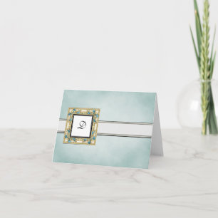 Cartes de notes monogrammes bleues élégantes