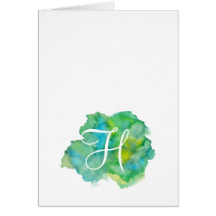 Cartes de notes Monogrammes simples - Eaux vertes