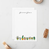 Cartes de notes Monogrammes Succulentes (Devant/Arrière en situation)