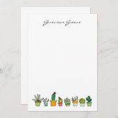 Cartes de notes Monogrammes Succulentes (Devant / Derrière)