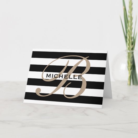 Cartes de notes monographiques à rayures noir et b (Devant)