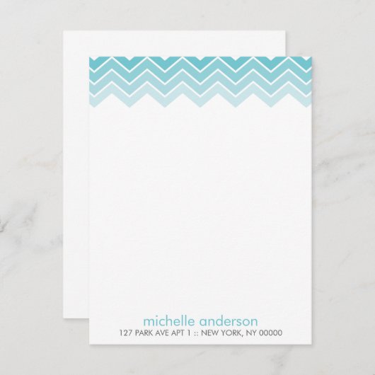 Cartes de notes Motif Aqua Ombre Zig Zag Chevron (Devant / Derrière)