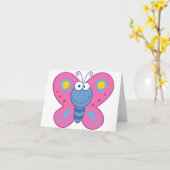 Cartes de notes papillon rose souriant (Fleur jaune)