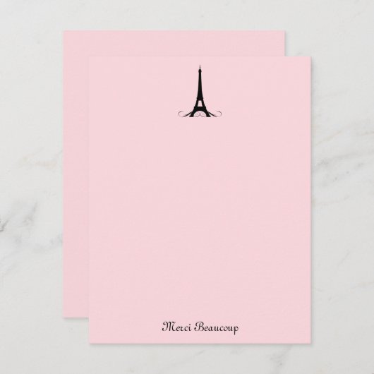 Cartes de notes Paris Rose Merci (Devant / Derrière)