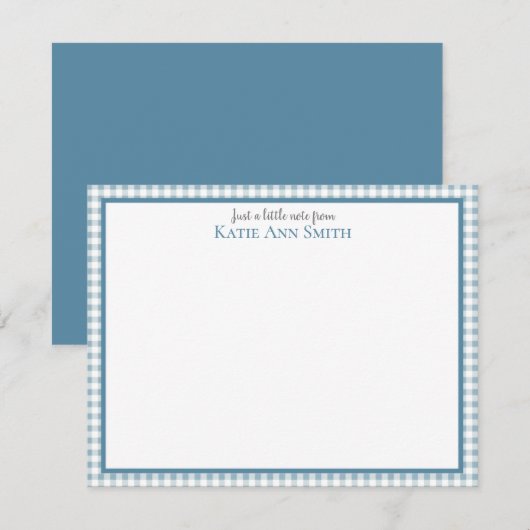 Cartes de notes personnalisées à carreaux bleus (Devant / Derrière)