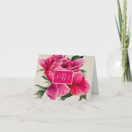 Cartes de notes personnalisées à fleur de pivoine  (Devant)