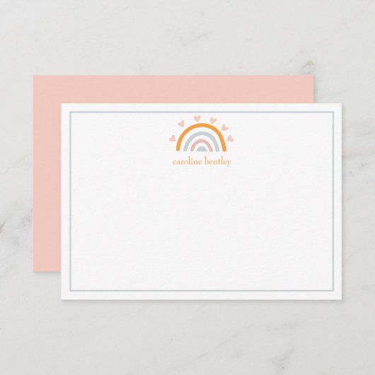 Cartes de notes personnalisées Arc-en-ciel dessiné (Devant / Derrière)