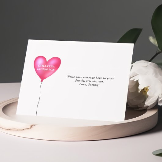 Cartes de notes personnalisées au coeur rose