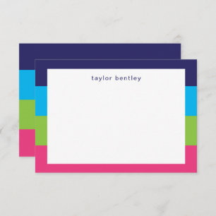 Cartes de notes personnalisées Bright Rugby Stripe