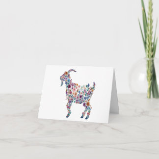 Cartes de notes personnalisées chèvre florale joli