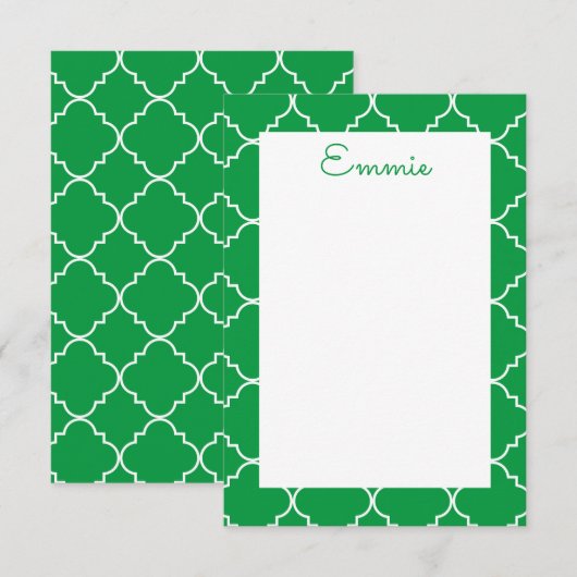 Cartes de notes personnalisées Chic Quatrefoil (Devant / Derrière)